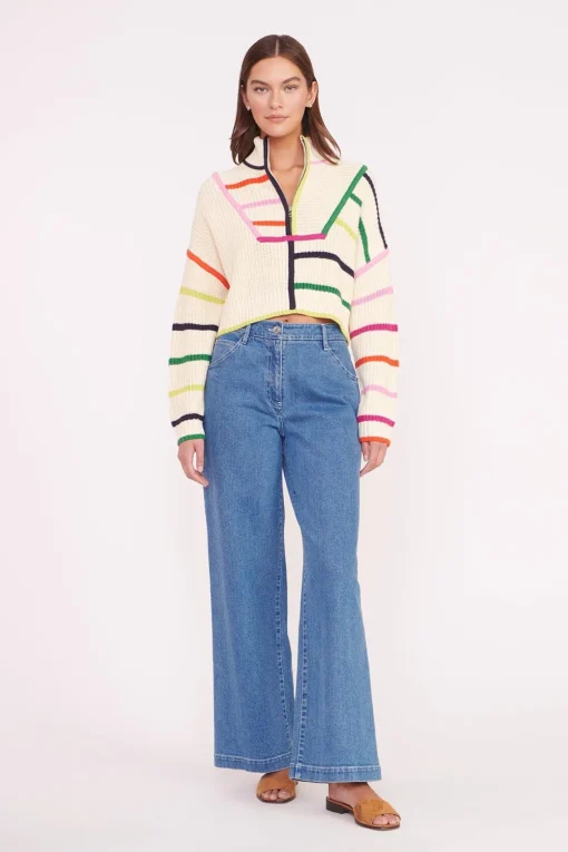 CROPPED HAMPTON SWEATER  CREAM RAINBOW MULTI