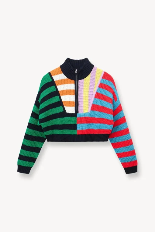 CROPPED HAMPTON SWEATER  CABANA STRIPE MULTI