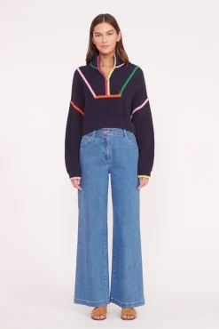 CROPPED HAMPTON SWEATER  NAVY MULTI