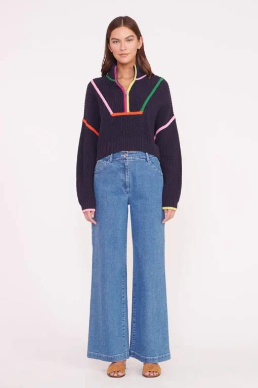 CROPPED HAMPTON SWEATER  NAVY MULTI