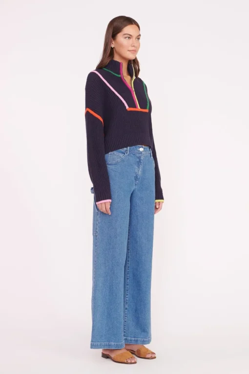 CROPPED HAMPTON SWEATER  NAVY MULTI