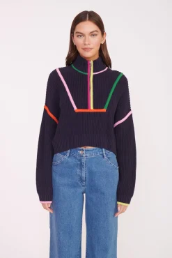 CROPPED HAMPTON SWEATER  NAVY MULTI