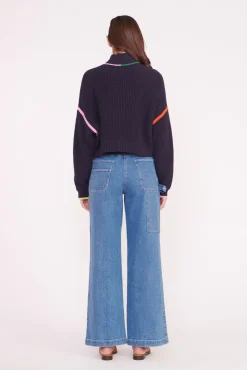 CROPPED HAMPTON SWEATER  NAVY MULTI