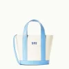 CUSTOM MONOGRAM ALLORA MINI TOTE  CREAM STAUD BLUE