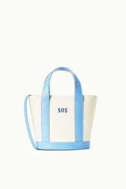 CUSTOM MONOGRAM ALLORA MINI TOTE  CREAM STAUD BLUE