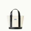 CUSTOM MONOGRAM ALLORA MINI TOTE  CREAM BLACK