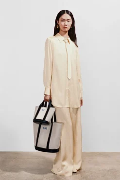 CUSTOM MONOGRAM ALLORA MINI TOTE  CREAM BLACK
