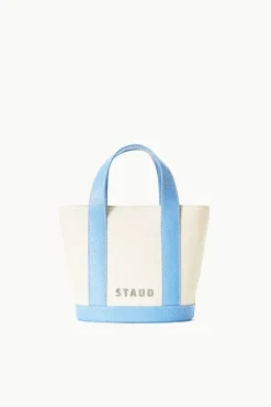 CUSTOM MONOGRAM ALLORA MINI TOTE  CREAM STAUD BLUE
