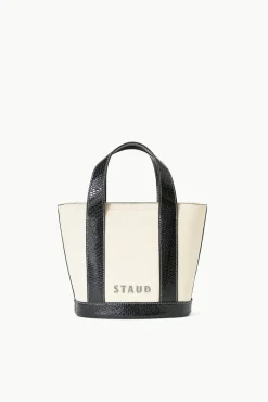CUSTOM MONOGRAM ALLORA MINI TOTE  CREAM BLACK