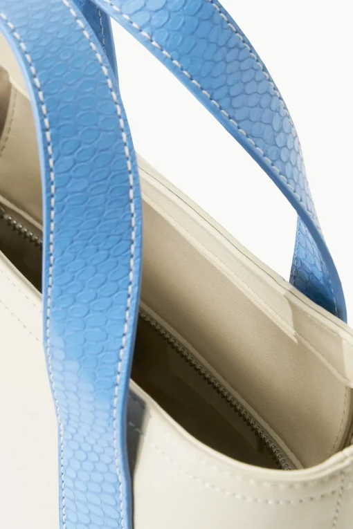 CUSTOM MONOGRAM ALLORA MINI TOTE  CREAM STAUD BLUE