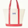 CUSTOM MONOGRAM ALLORA TOTE  CREAM RED ROSE