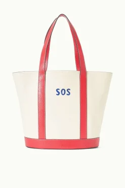 CUSTOM MONOGRAM ALLORA TOTE  CREAM RED ROSE