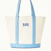 CUSTOM MONOGRAM ALLORA TOTE  CREAM STAUD BLUE