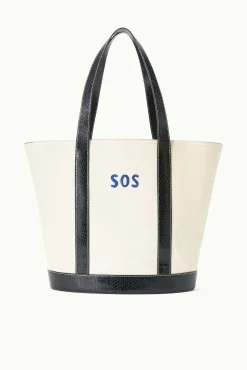 CUSTOM MONOGRAM ALLORA TOTE  CREAM BLACK