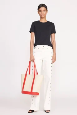 CUSTOM MONOGRAM ALLORA TOTE  CREAM RED ROSE