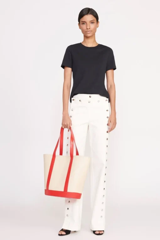 CUSTOM MONOGRAM ALLORA TOTE  CREAM RED ROSE