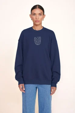 CUSTOM STAUD x C.BONZ OVERSIZED SWEATSHIRT  NAVY