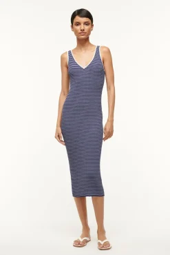 DANA DRESS  NAVY MICRO STRIPE