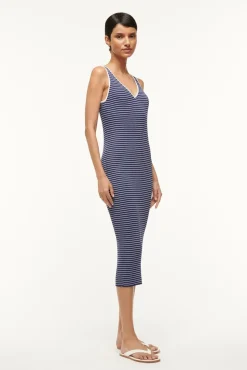 DANA DRESS  NAVY MICRO STRIPE
