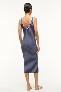 DANA DRESS  NAVY MICRO STRIPE