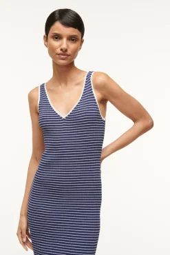 DANA DRESS  NAVY MICRO STRIPE