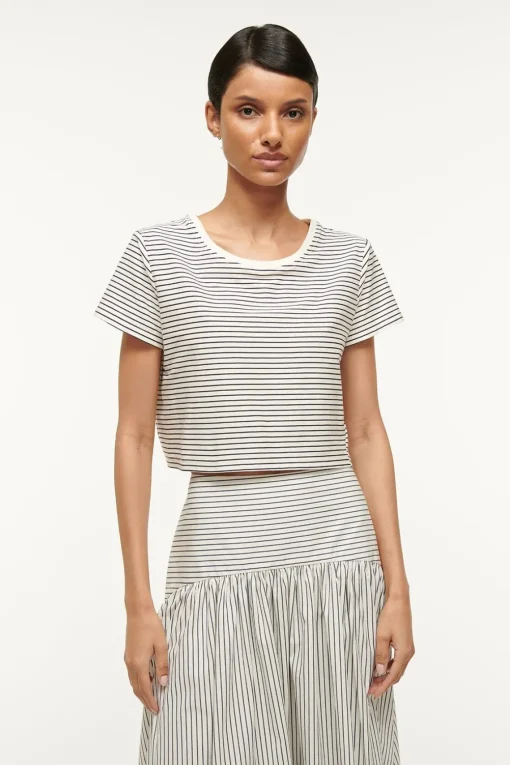 DEAN T-SHIRT  IVORY MICRO STRIPE