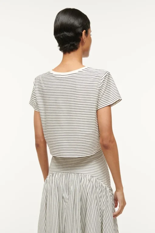 DEAN T-SHIRT  IVORY MICRO STRIPE