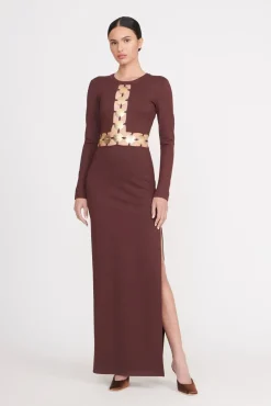 DELPHINE DRESS  DARK CHOCOLATE