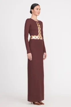 DELPHINE DRESS  DARK CHOCOLATE