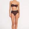 DEVON HIGH RISE BIKINI BOTTOM  BLACK TAN SEASHORE STRIPE