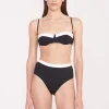 DEVON HIGH RISE BIKINI BOTTOM  BLACK WHITE