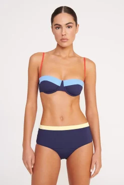 DEVON HIGH RISE BIKINI BOTTOM  NAVY COLORBLOCK