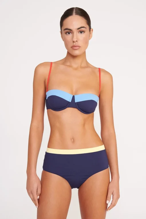 DEVON HIGH RISE BIKINI BOTTOM  NAVY COLORBLOCK