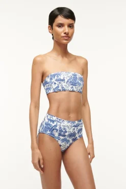 DEVON HIGH RISE BIKINI BOTTOM  BLUE TOILE