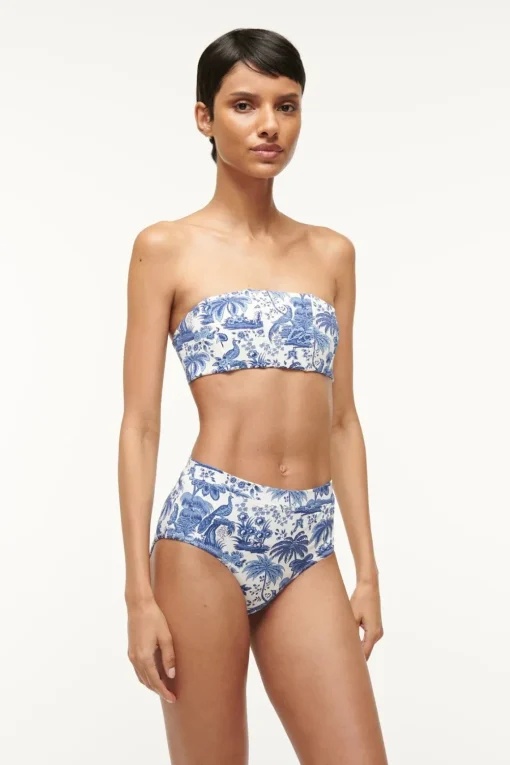 DEVON HIGH RISE BIKINI BOTTOM  BLUE TOILE