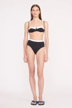 DEVON HIGH RISE BIKINI BOTTOM  BLACK WHITE