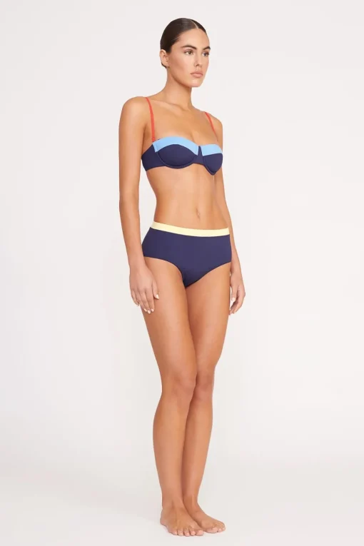 DEVON HIGH RISE BIKINI BOTTOM  NAVY COLORBLOCK