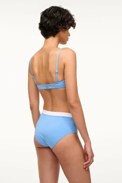 DEVON HIGH RISE BIKINI BOTTOM  AZURE WHITE
