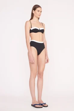 DEVON HIGH RISE BIKINI BOTTOM  BLACK WHITE