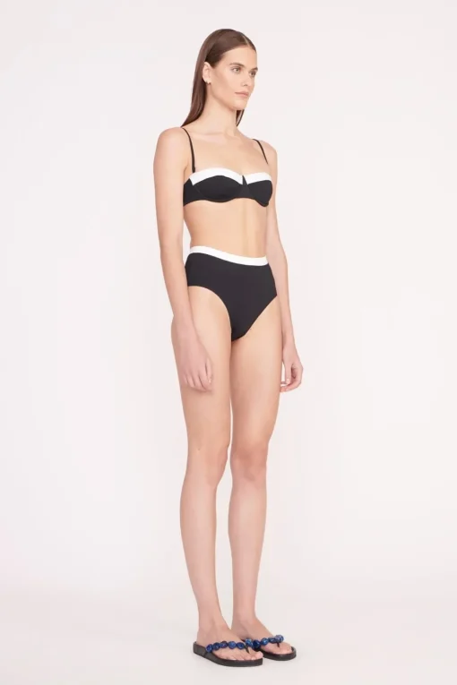 DEVON HIGH RISE BIKINI BOTTOM  BLACK WHITE