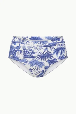 DEVON HIGH RISE BIKINI BOTTOM  BLUE TOILE