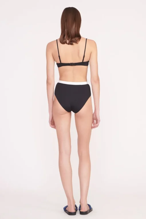 DEVON HIGH RISE BIKINI BOTTOM  BLACK WHITE