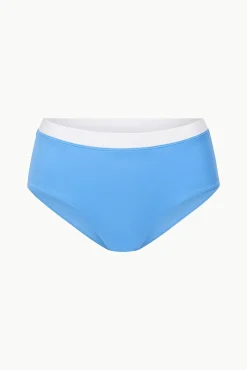 DEVON HIGH RISE BIKINI BOTTOM  AZURE WHITE