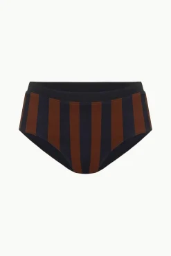 DEVON HIGH RISE BIKINI BOTTOM  BLACK TAN SEASHORE STRIPE