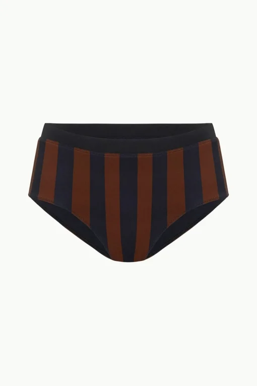 DEVON HIGH RISE BIKINI BOTTOM  BLACK TAN SEASHORE STRIPE