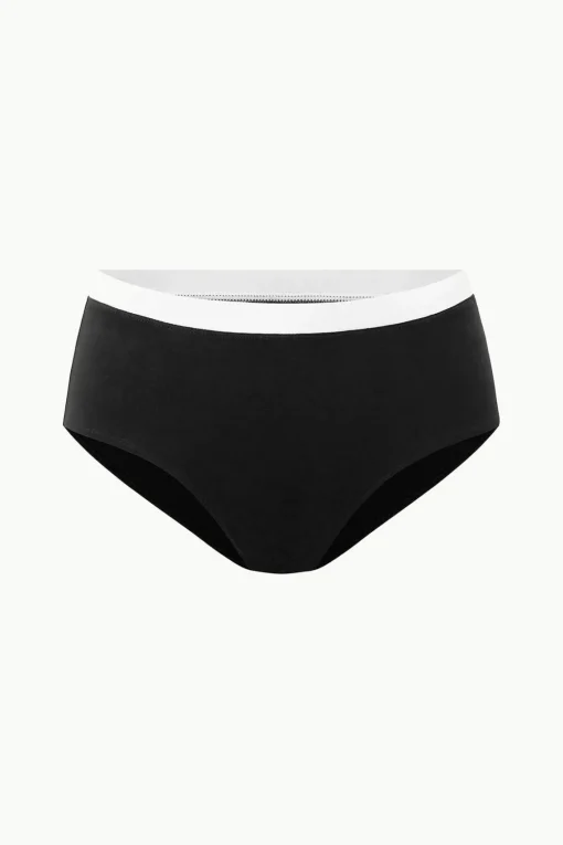 DEVON HIGH RISE BIKINI BOTTOM  BLACK WHITE