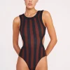 DOLCE ONE PIECE  BLACK TAN SEASHORE STRIPE