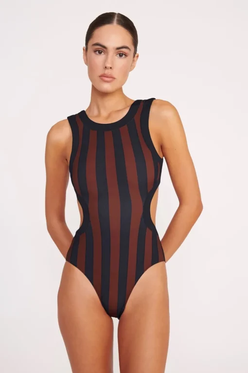 DOLCE ONE PIECE  BLACK TAN SEASHORE STRIPE