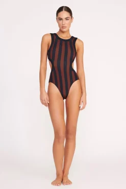 DOLCE ONE PIECE  BLACK TAN SEASHORE STRIPE