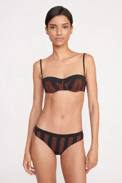 GEMMA BIKINI BOTTOM  BLACK TAN SEASHORE STRIPE